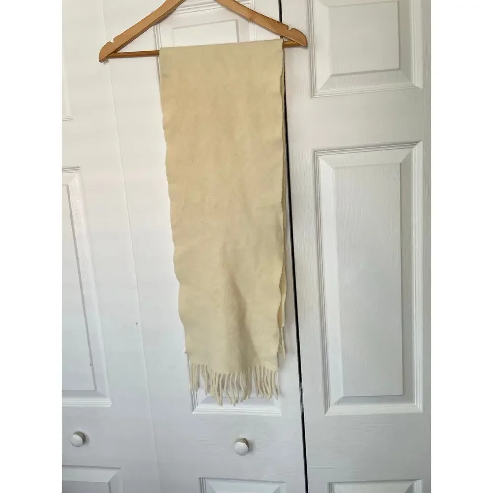 Fendi Cream Fringe Embroidered Scarf • Minimalist